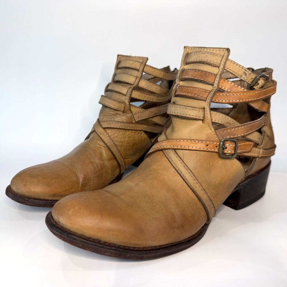 Freebird by Steven Stair Strappy Leather Ankle Boots Booties Women's US Size 8 M